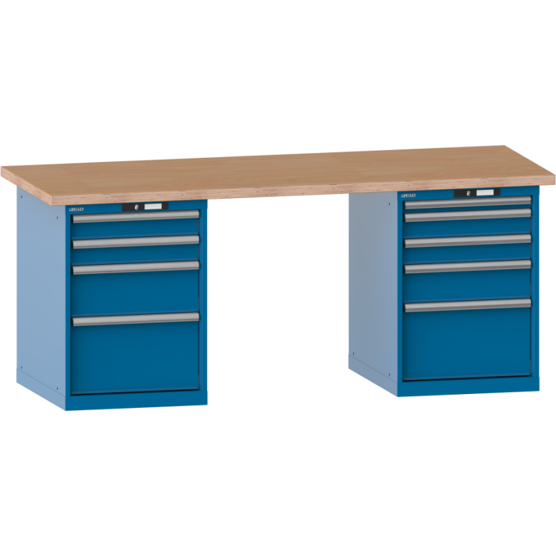 Lista - Établi 9 tiroirs plateau en multiplex P 75 cm