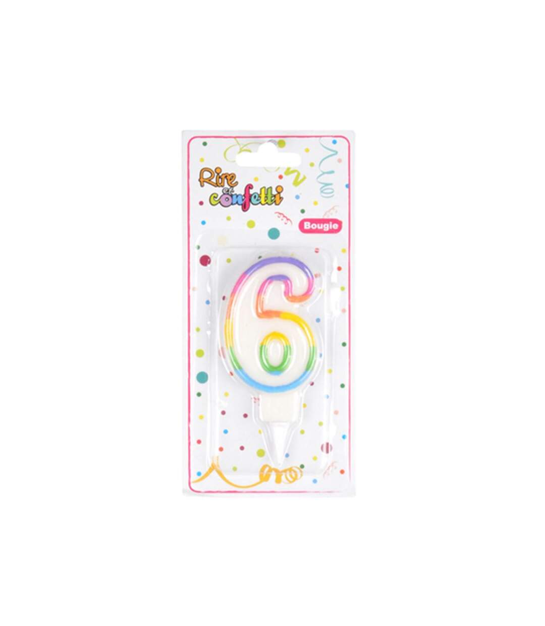 Paris Prix - Bougie D'anniversaire chiffre 6 7cm Multicolore