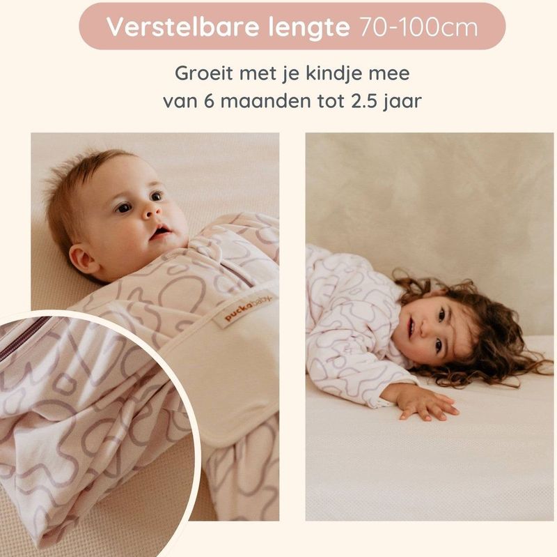 Puckababy Slaapzak 4 Seizoenen Baby - Zomerslaapzak en Winterslaapzak (6m-2,5j) - TOG 0.25 tot TOG 2.5 - Grafitti Clouds