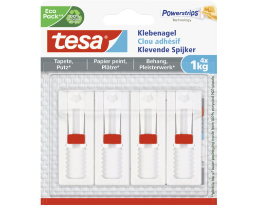 Tesa verstelbare kleefspijker, wit