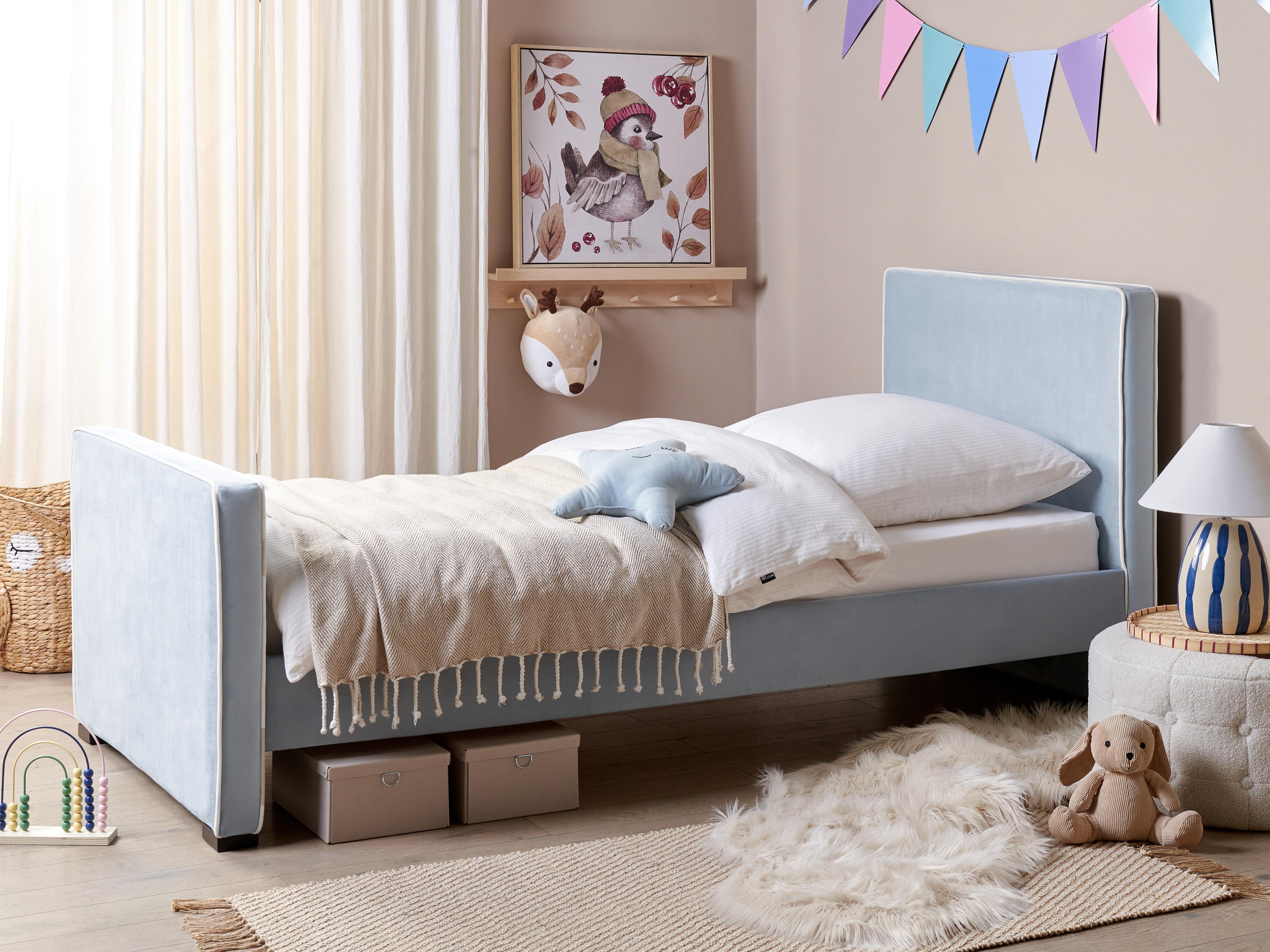 Bed Fluweel TEENIE 90 x 200 cm Lichtblauw
