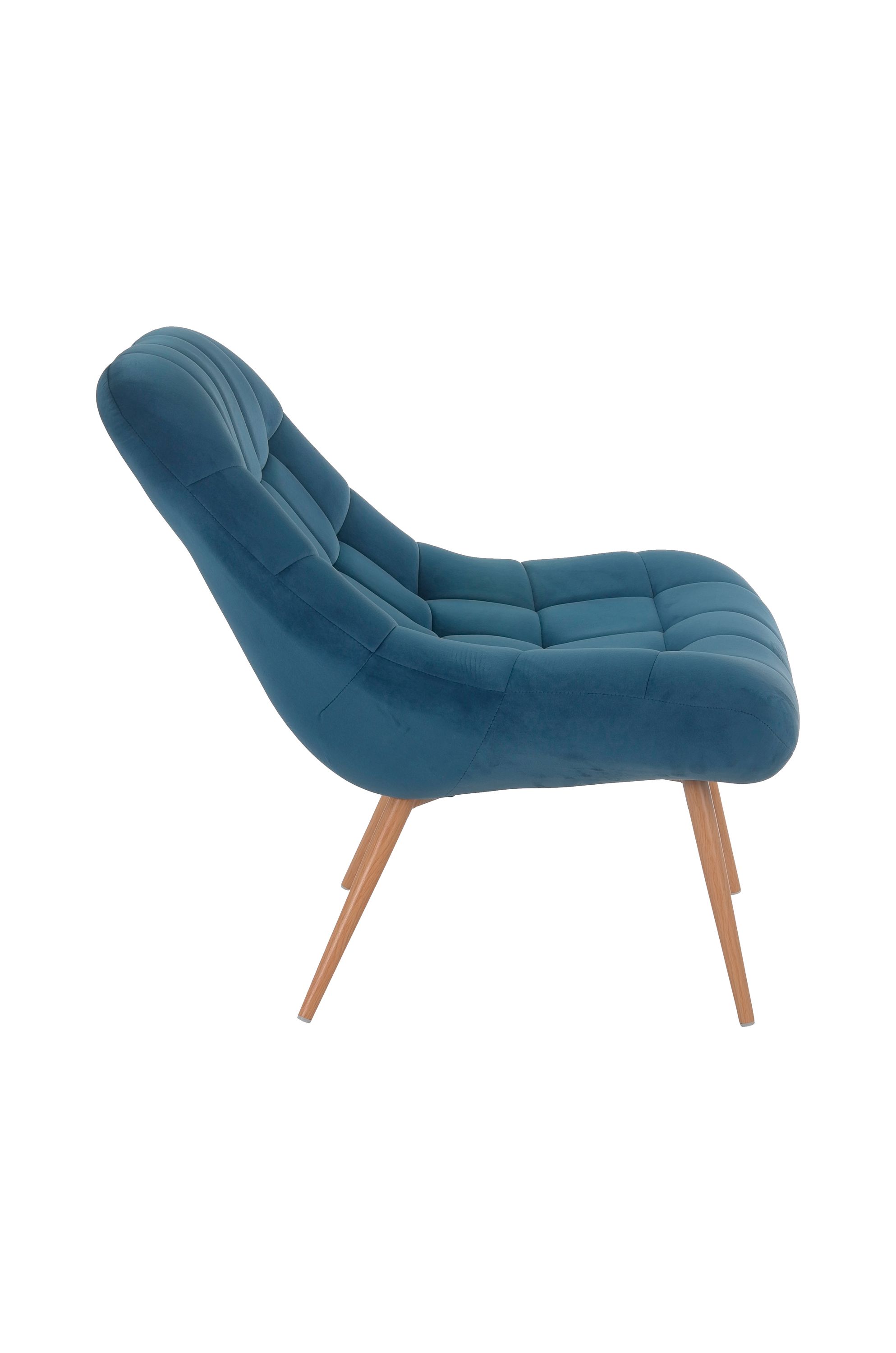 Sessel XXL Samt blau Holzoptik Relaxsessel Polstersessel Loungesessel