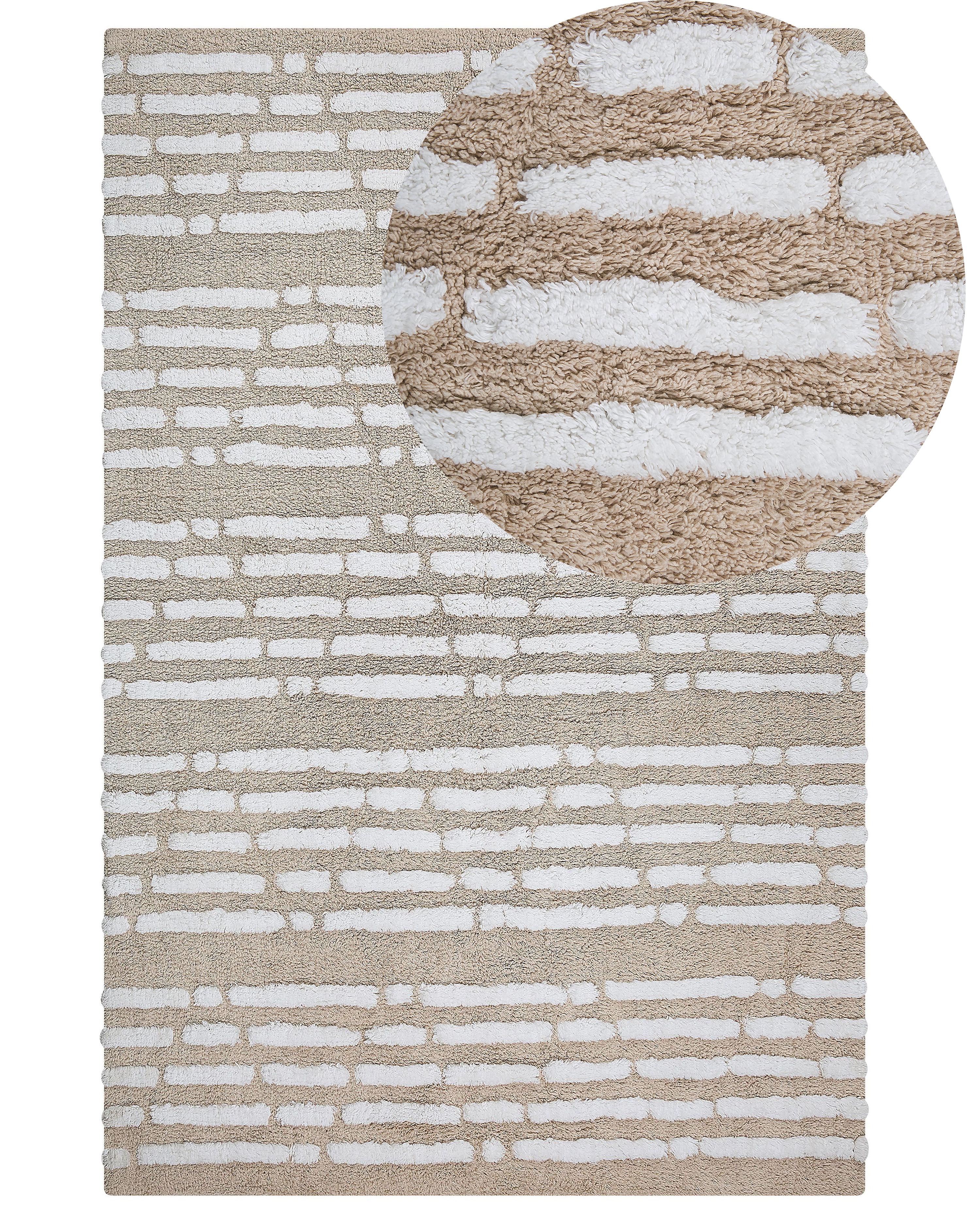 Vloerkleed AHIRLI Beige 120 x 180 cm Katoen