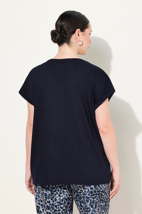 T-Shirt, Ziersteinmotiv, Oversized, Rundhals, Halbarm