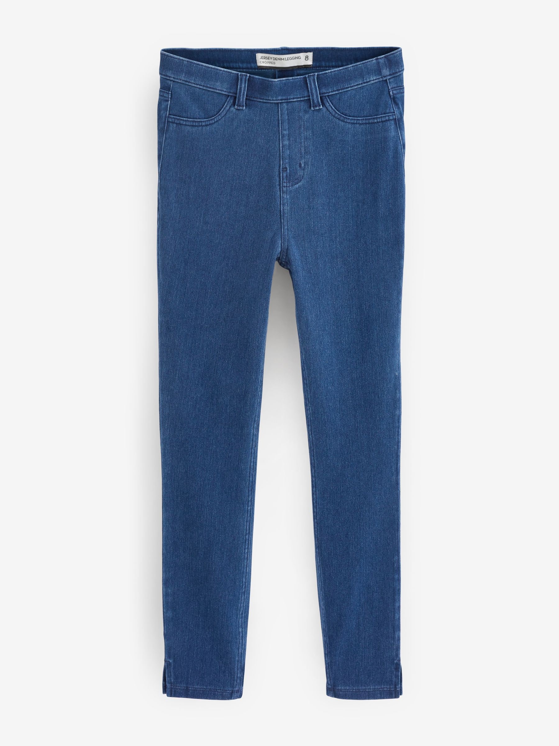 Donkerblauw met wassing - Cropped denim jersey legging