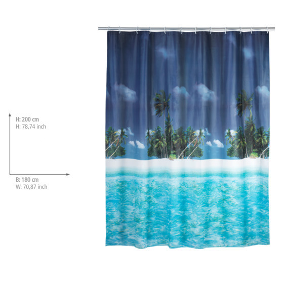 Wenko PEVA douchegordijn 180x200cm palmstrand inclusief ringen