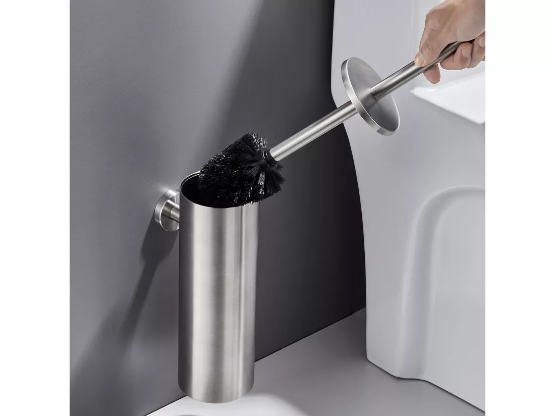 AuraLum Max 2pcs Porte Brosse de Toilette WC en Acier Inoxydable avec Support WC Mural Imperméable pour Salle de Bains Toilettes WC,EU Modèle