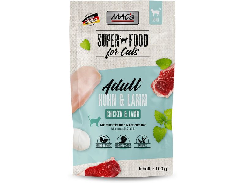 MAC's Nassfutter Huhn und Lamm 100 g Alleinfuttermittel für ausgewachsene Katzen