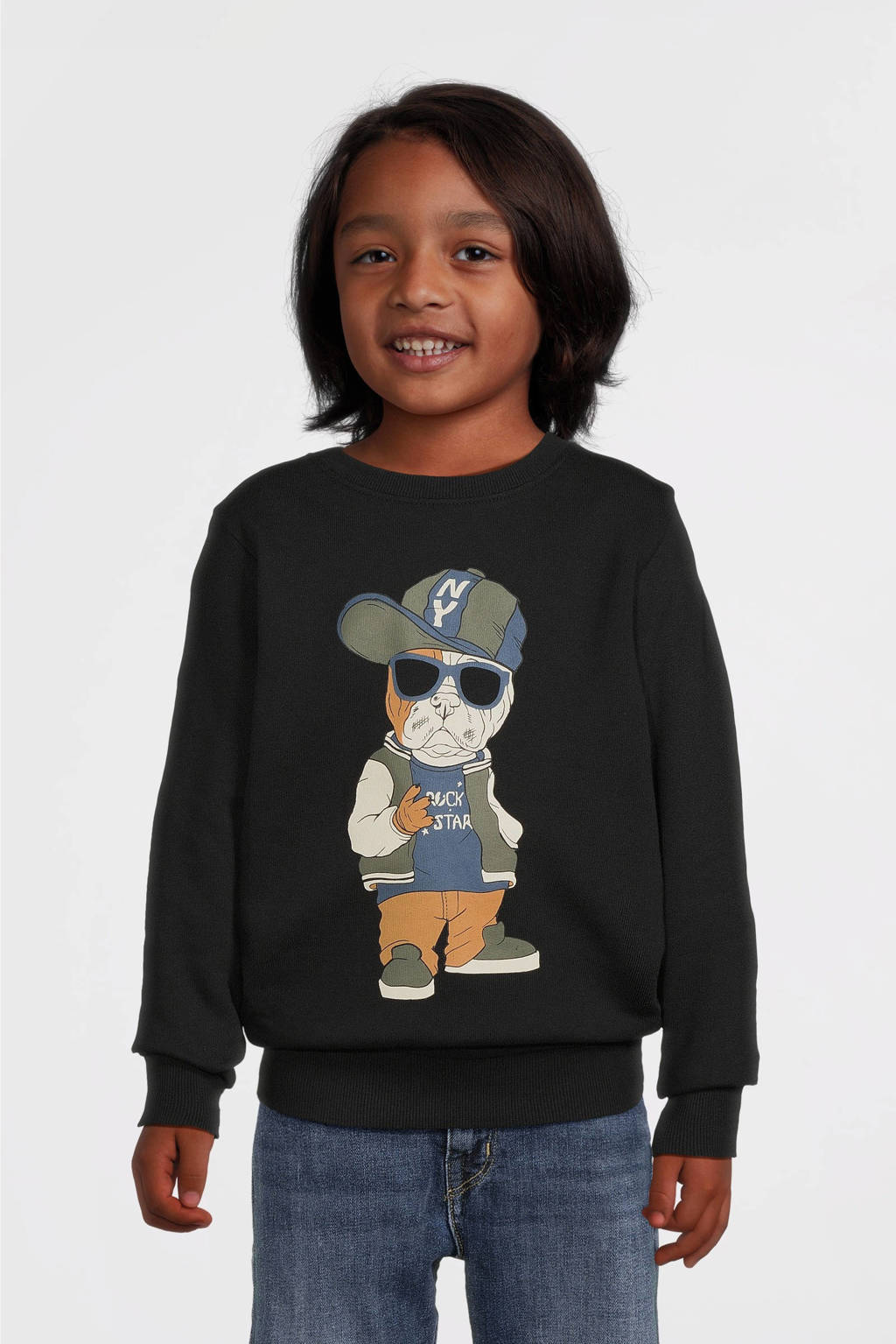 NAME IT sweater NKMOKLOKKEN met printopdruk zwart
