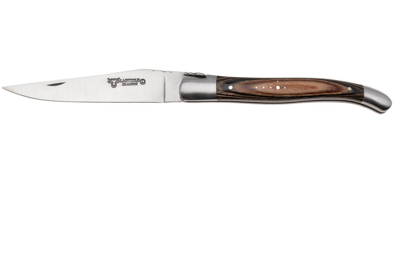 Laguiole en Aubrac Brown Pakkawood, Matt Bolsters, zakmes, 12 cm