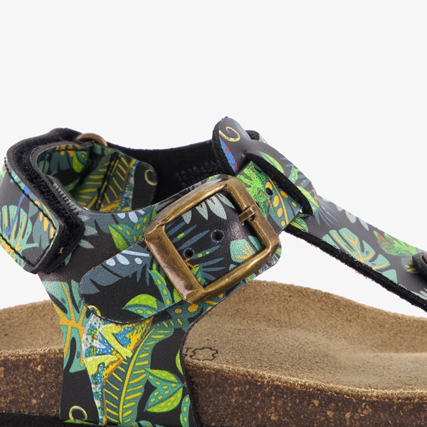 Groot leren kinder sandalen met teenbandje print