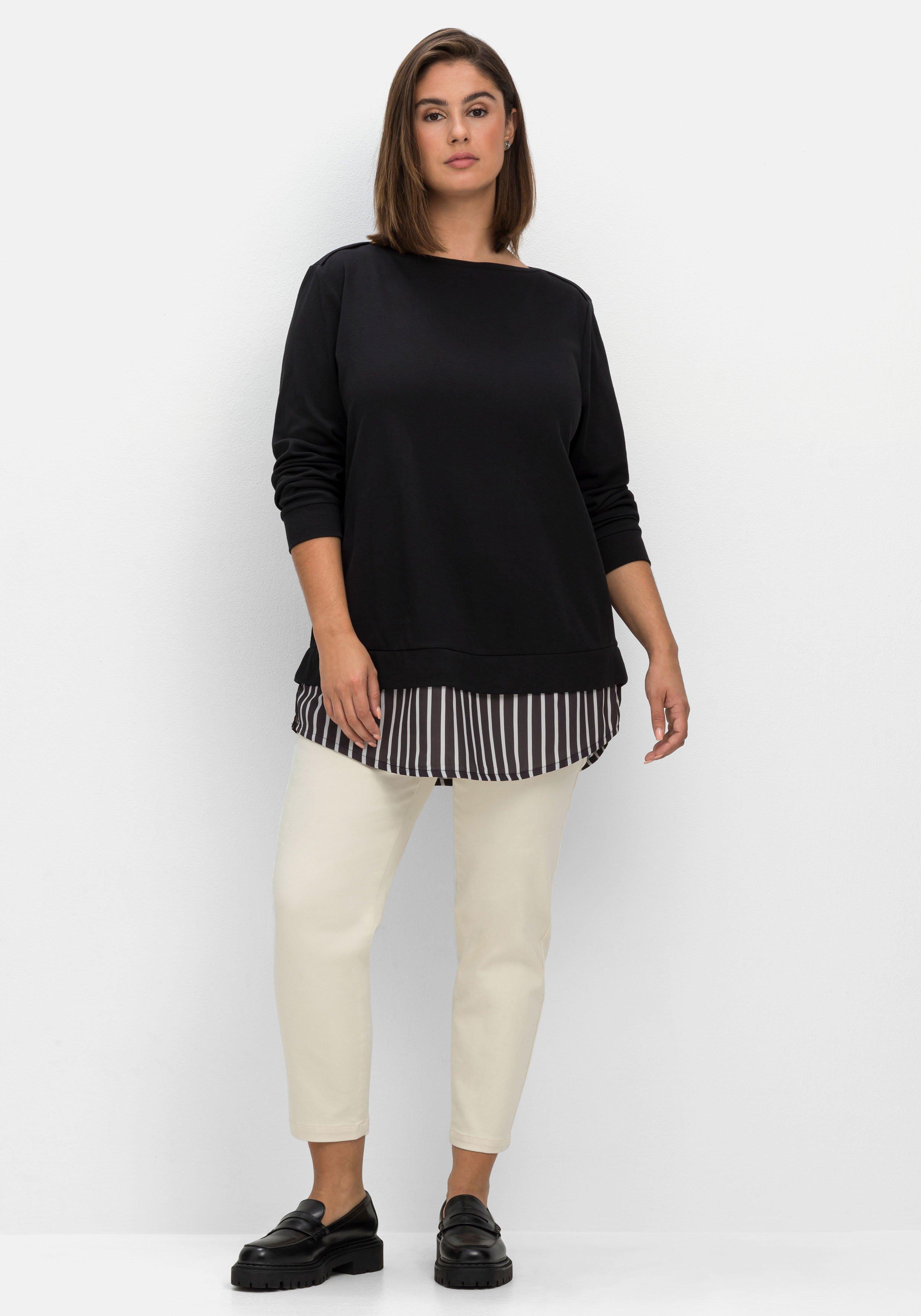 2-in-1-Langarmshirt mit Ansatz aus Blusenstoff