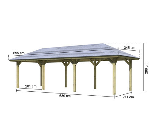 Gazebo Karibu Taura 2 289 x 639 cm druk geïmpregneerd