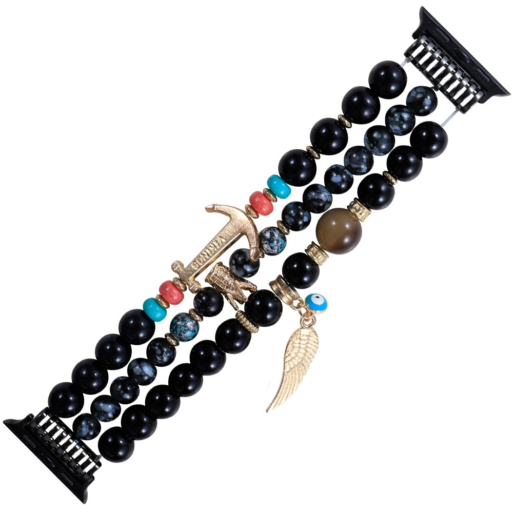 Apple Watch (49/46/45/44 mm) Elastisches Perlen Ersatz Armband (Gelenkumfang: 190-230mm) - Schwarz