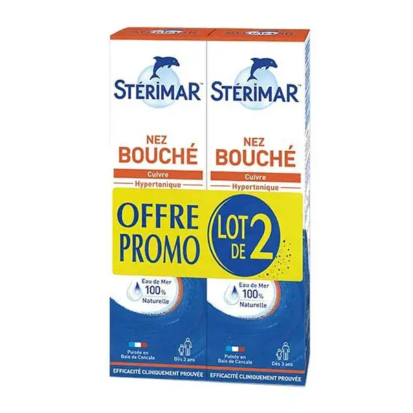 Spray Nasal Hipertônico Sterimar para Desobstrução Nasal - Pacote com 2 unidades de 100ml