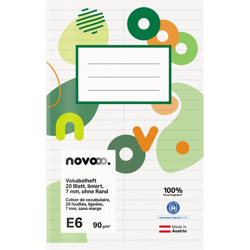 novooo Vokabelheft, 110 x 175 mm, liniert 7 mm
