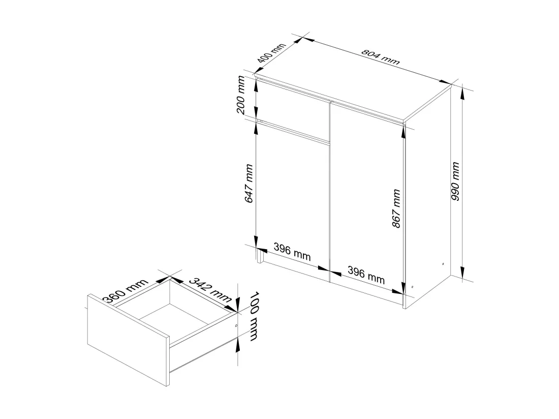 Commode AKORD K80 Chêne Sonoma 80 cm 2 portes 1 tiroir façade Chêne Sonoma 4 étagères 80x40x99 cm