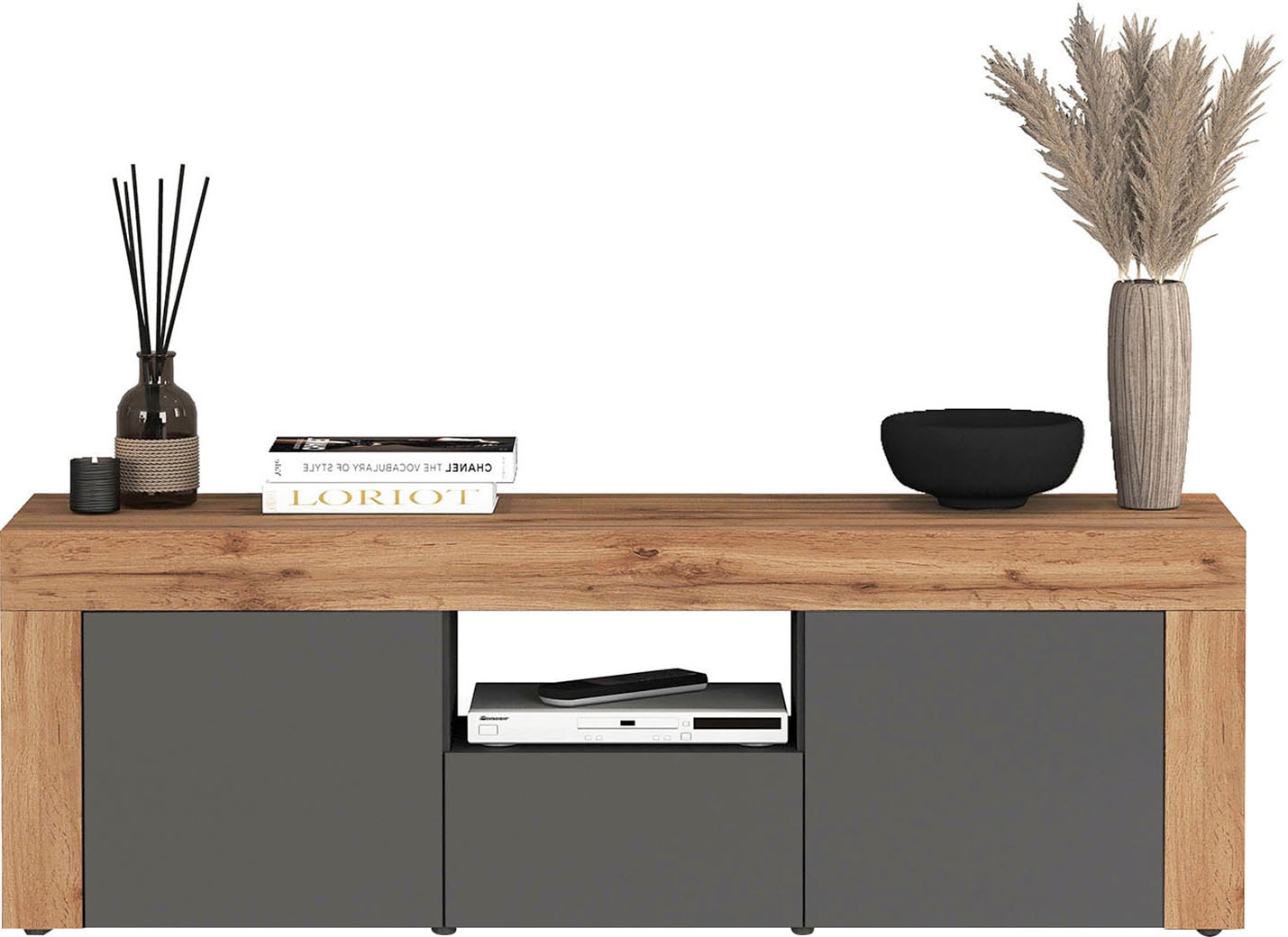 INOSIGN Lowboard »CHRONOS Breite 155 cm mit 2 Türen, 1 Schublade,1 offenes Fach« 1 Stk. tlg. TV-Board, Sideboard niedrig, Grifflos mit Push to Open 'Made in Italy'