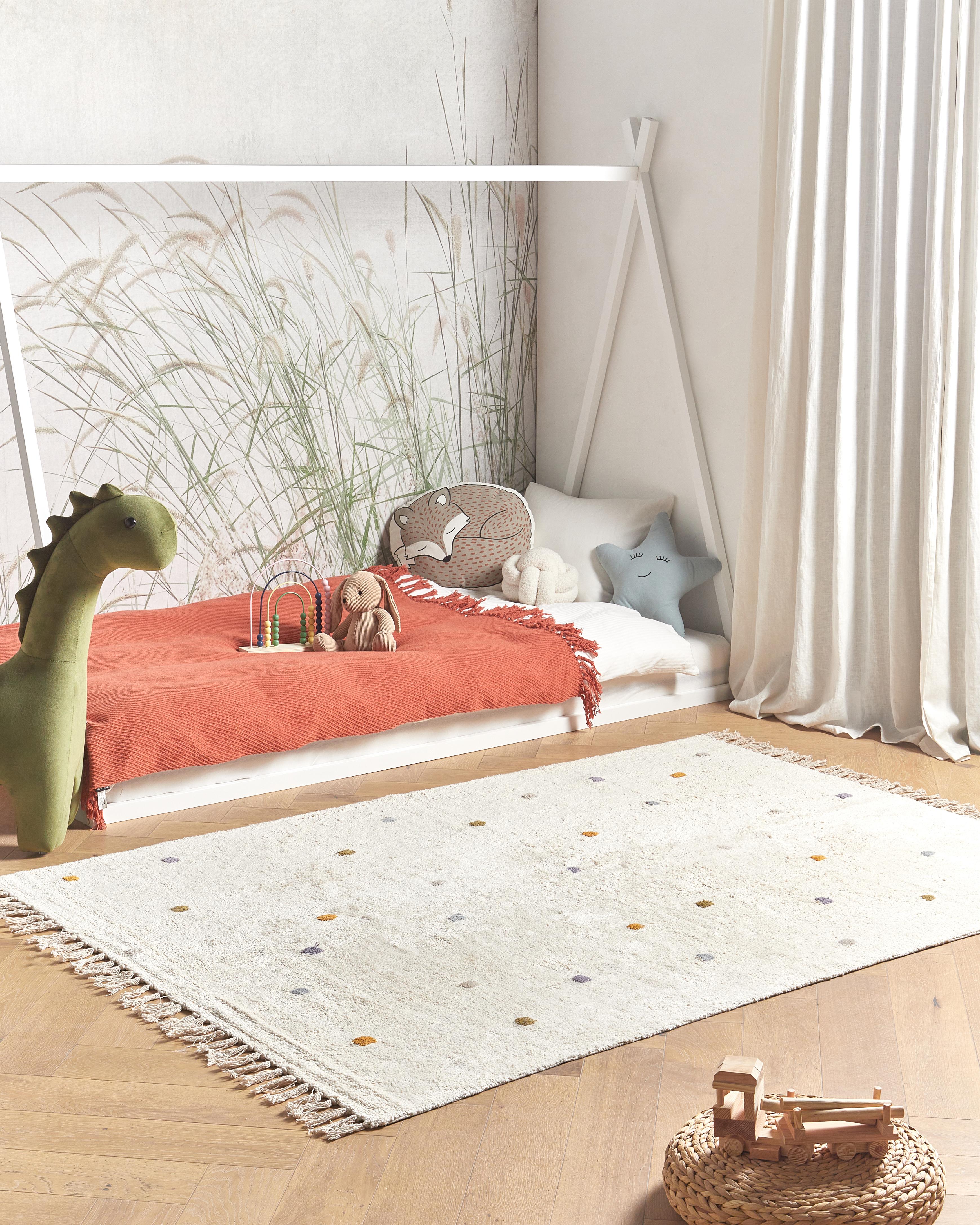Vloerkleed ASTAF Gebroken wit 140 x 200 cm Katoen