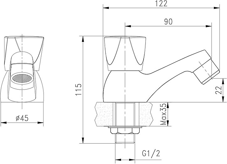 Robinet de lave-mains eau froide Meria