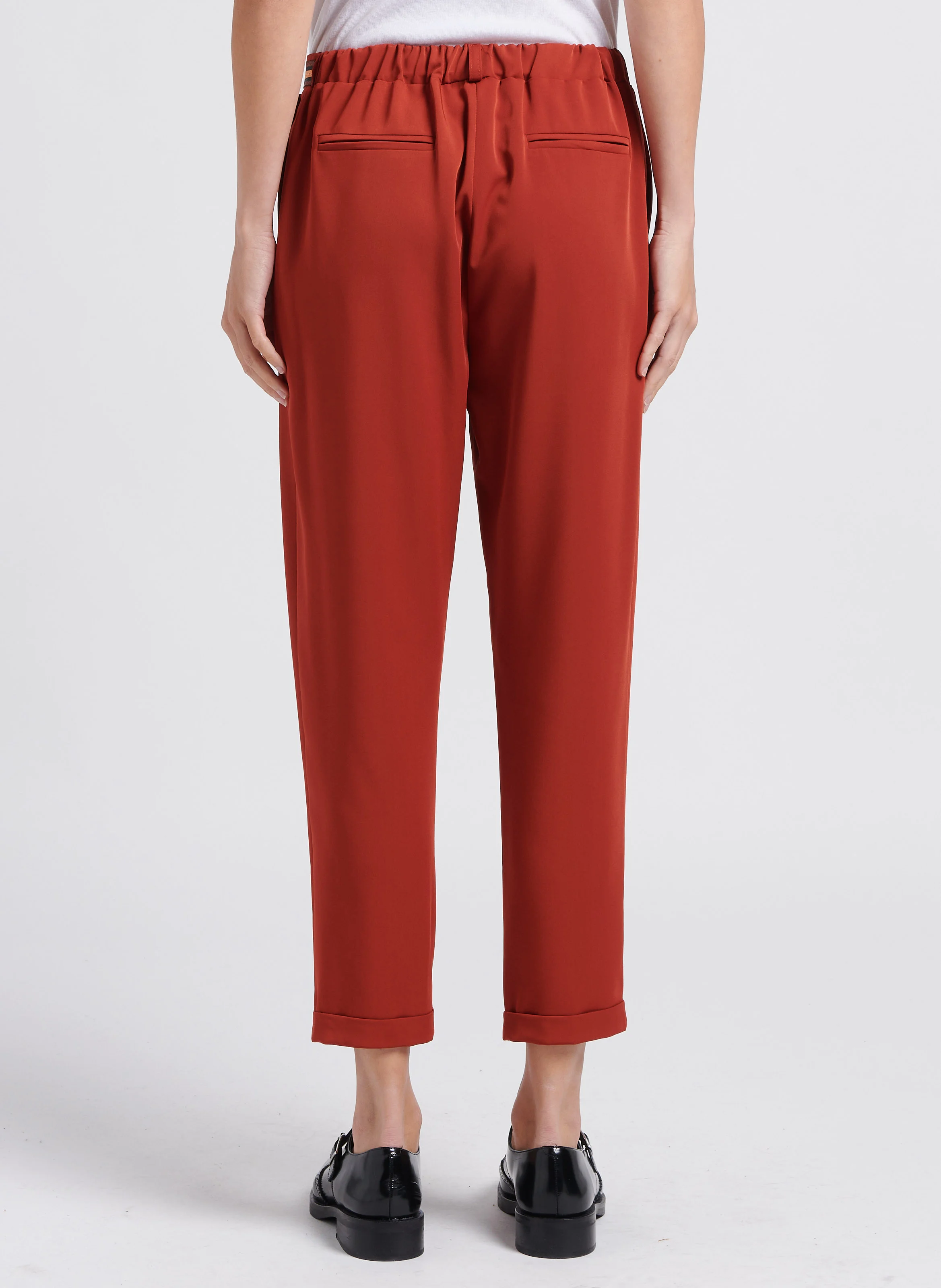 Pantalon large taille haute ceinturé | Rouge