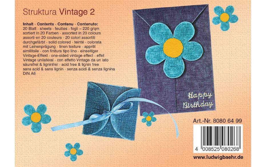 Fotokarton Vintage 2, A6, 60 BlattBastelblock mit Leinenstruktur und Vintage Effekt