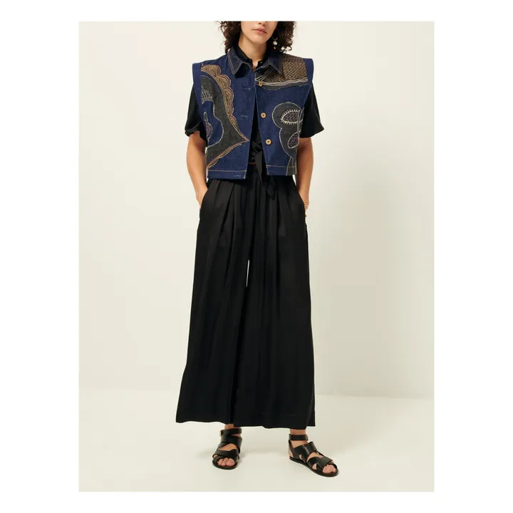 Sessùn Veste Sans Manches Brodée Moorfolk | Denim