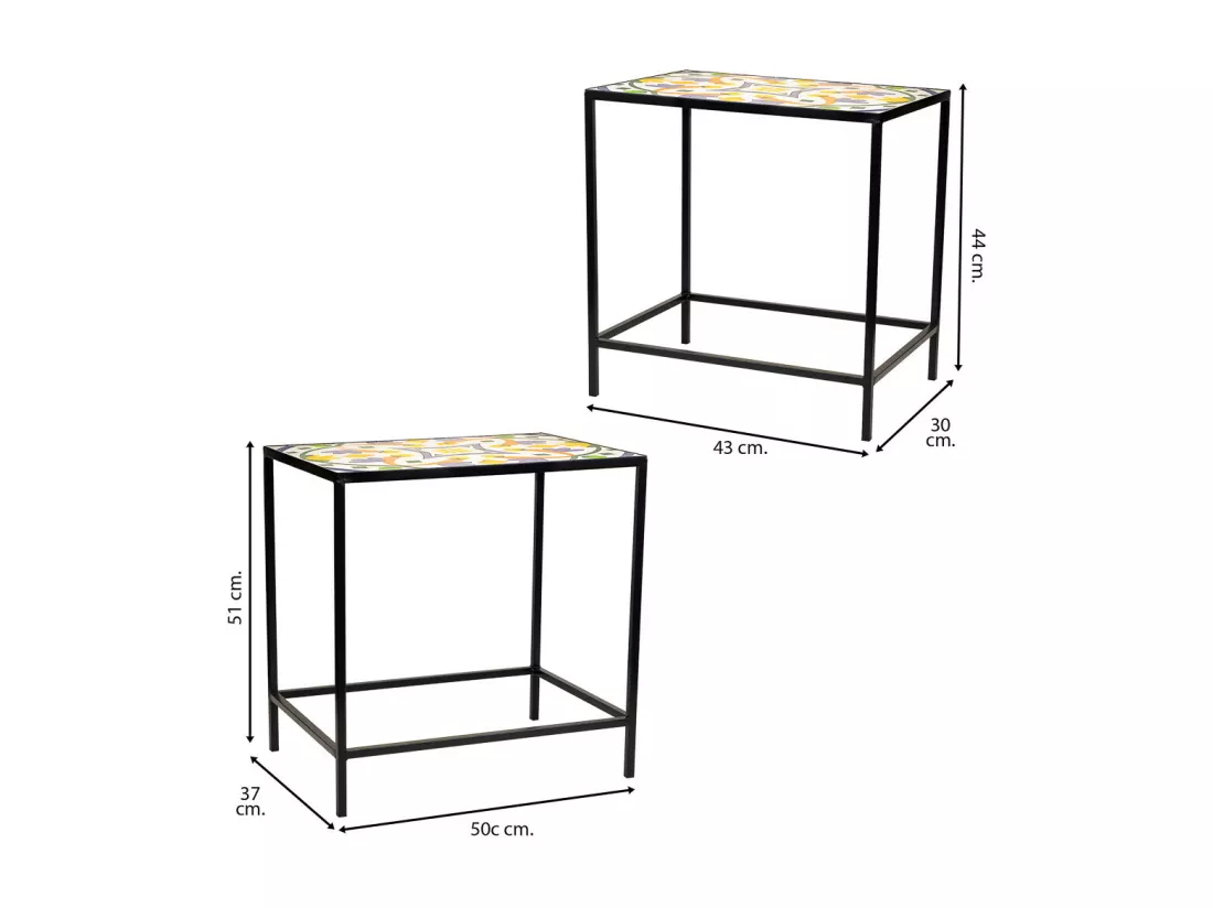 Ensemble de 2 supports en mosaïque et métal noirs