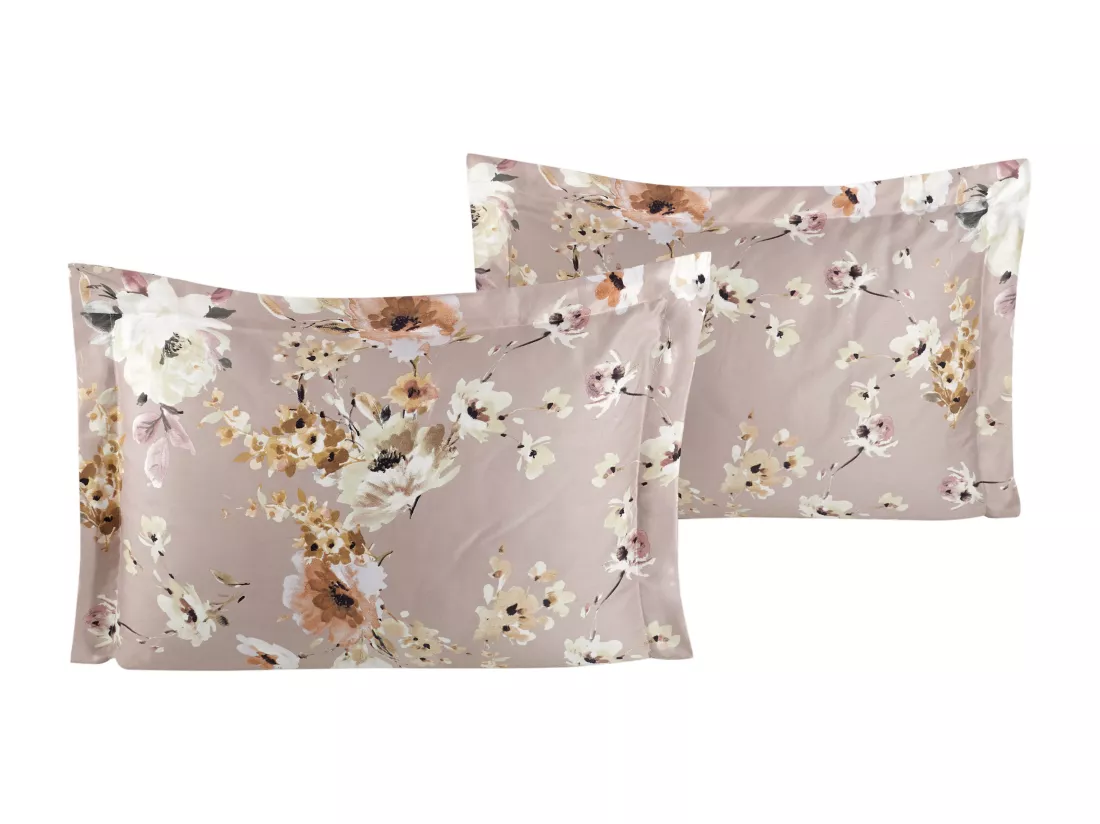 Lot de 2 Taies d'oreiller satin de coton imprimé 