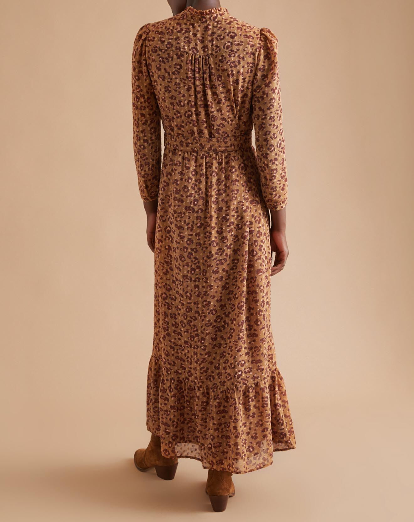 Cyrillus Robe longue imprimée Cat Flower camel