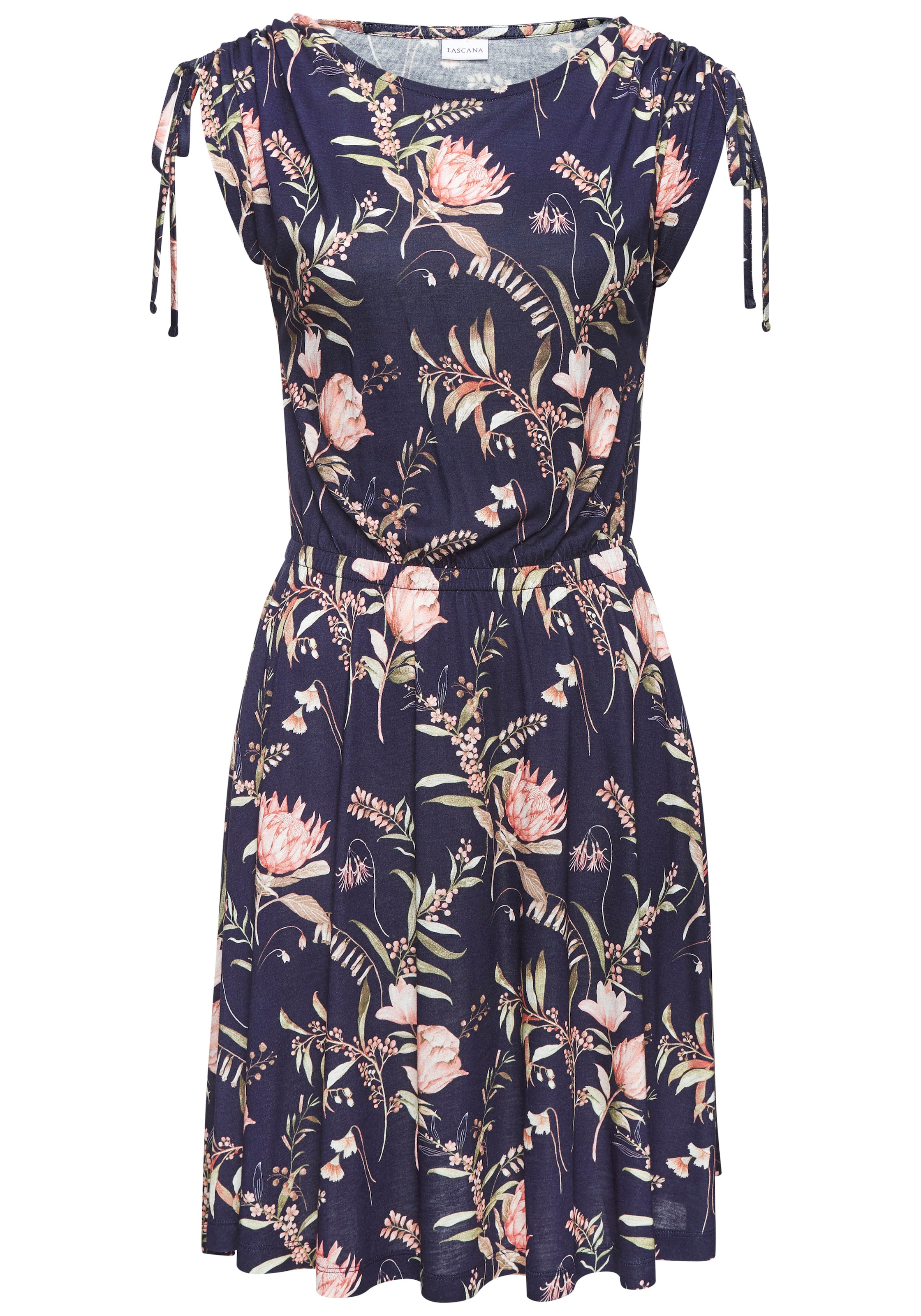 Vivance Jerseykleid mit Blumenprint, lockeres Sommerkleid, Strandkleid