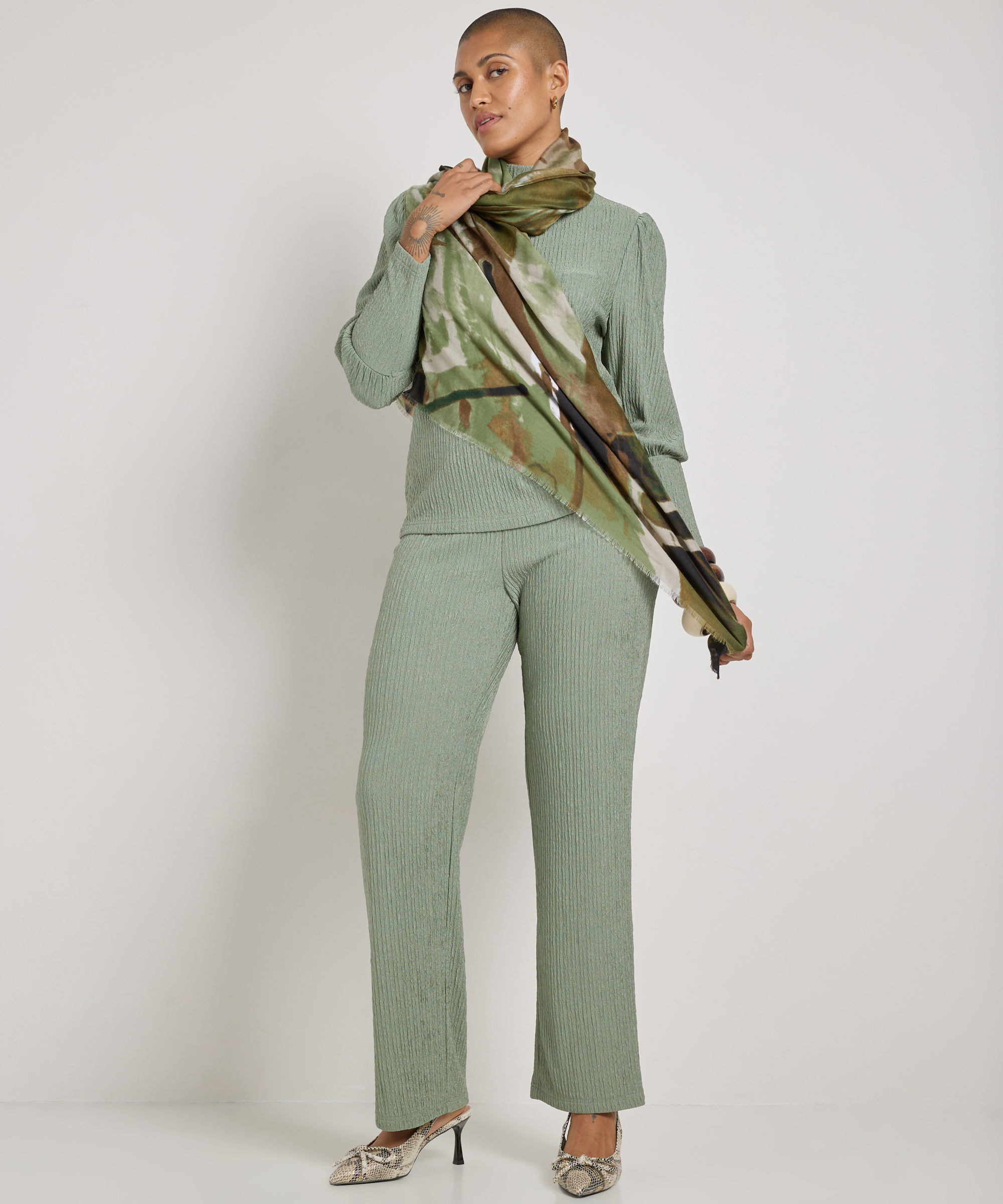 sjaal multi marmer print