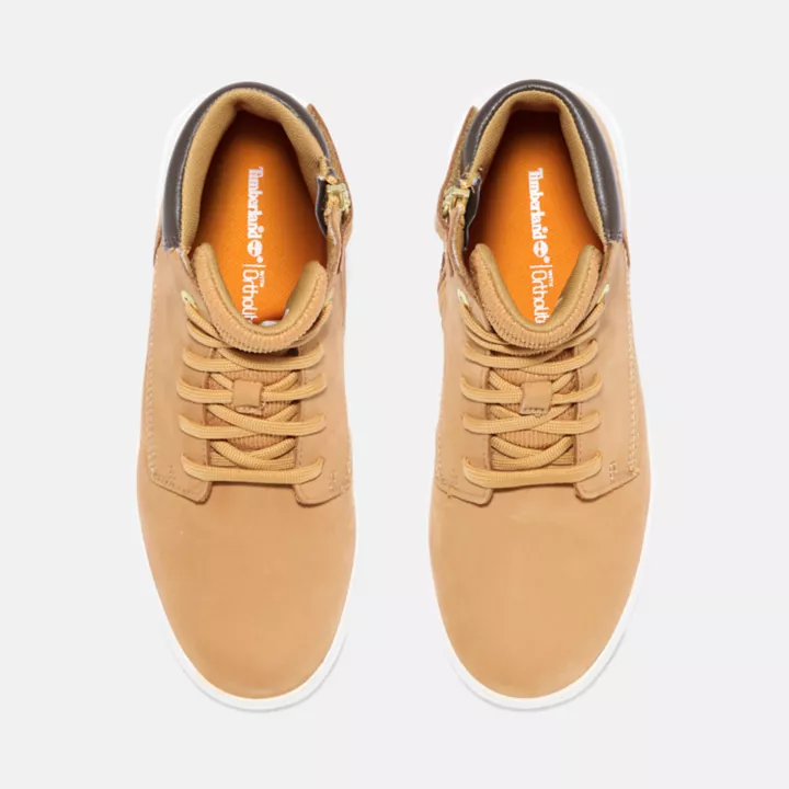 Bota infantil Seneca Bay de 15 cm com zíper lateral, na cor amarela.