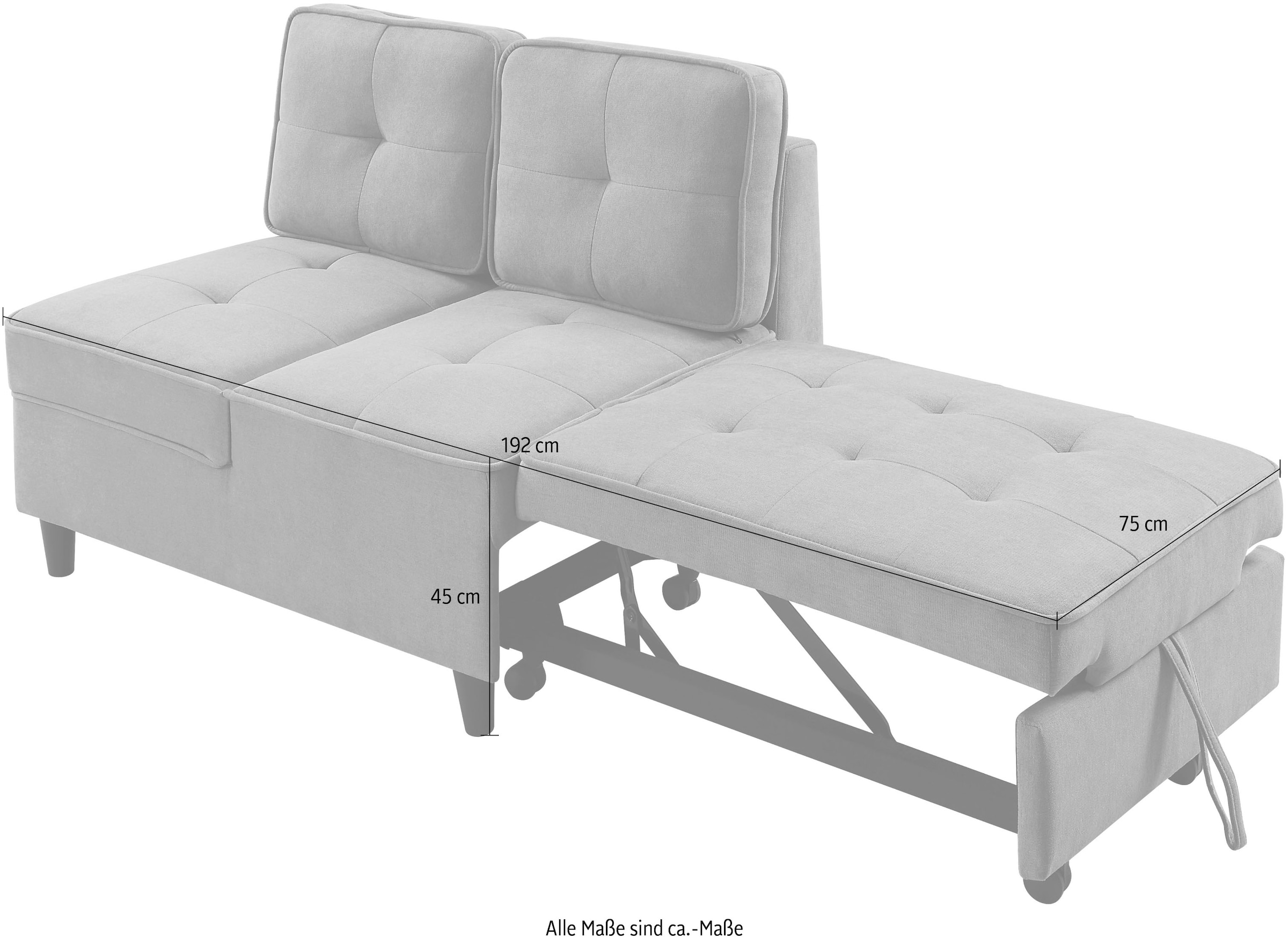 ATLANTIC home collection Schlafsofa »Freddy« wandelbar zum Loungesessel, Relaxliege und Gästebett, inkl. Kissen