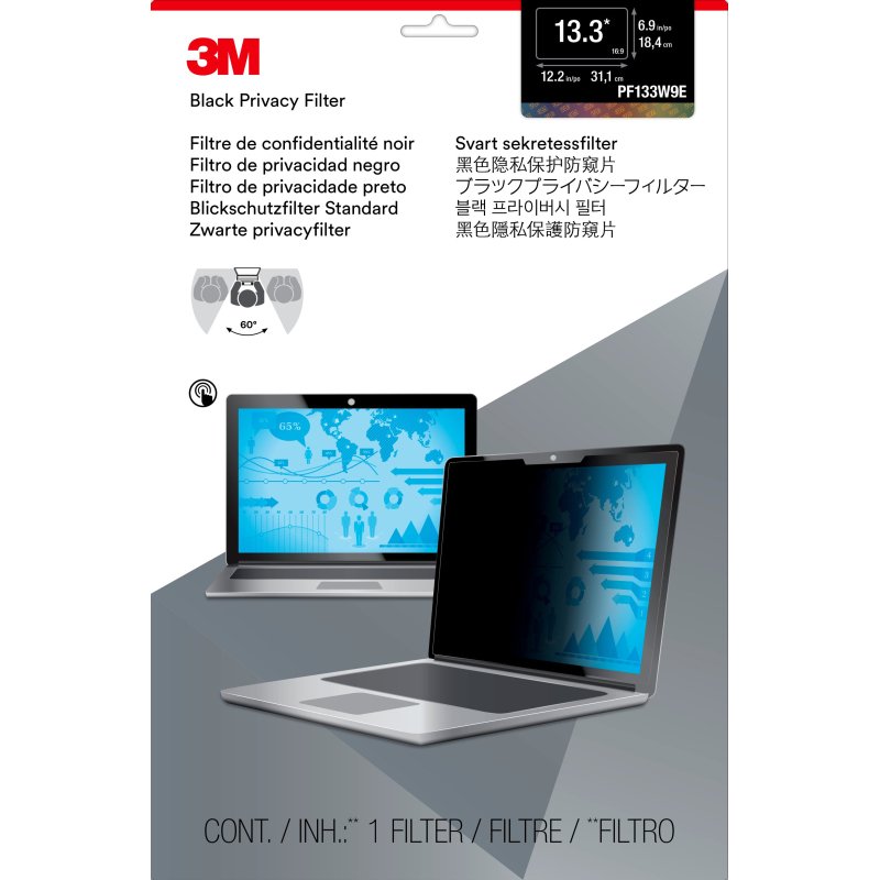 3M Filtre de confidentialité pour ordinateur portable à écran panoramique edge-to-edge 13,3
