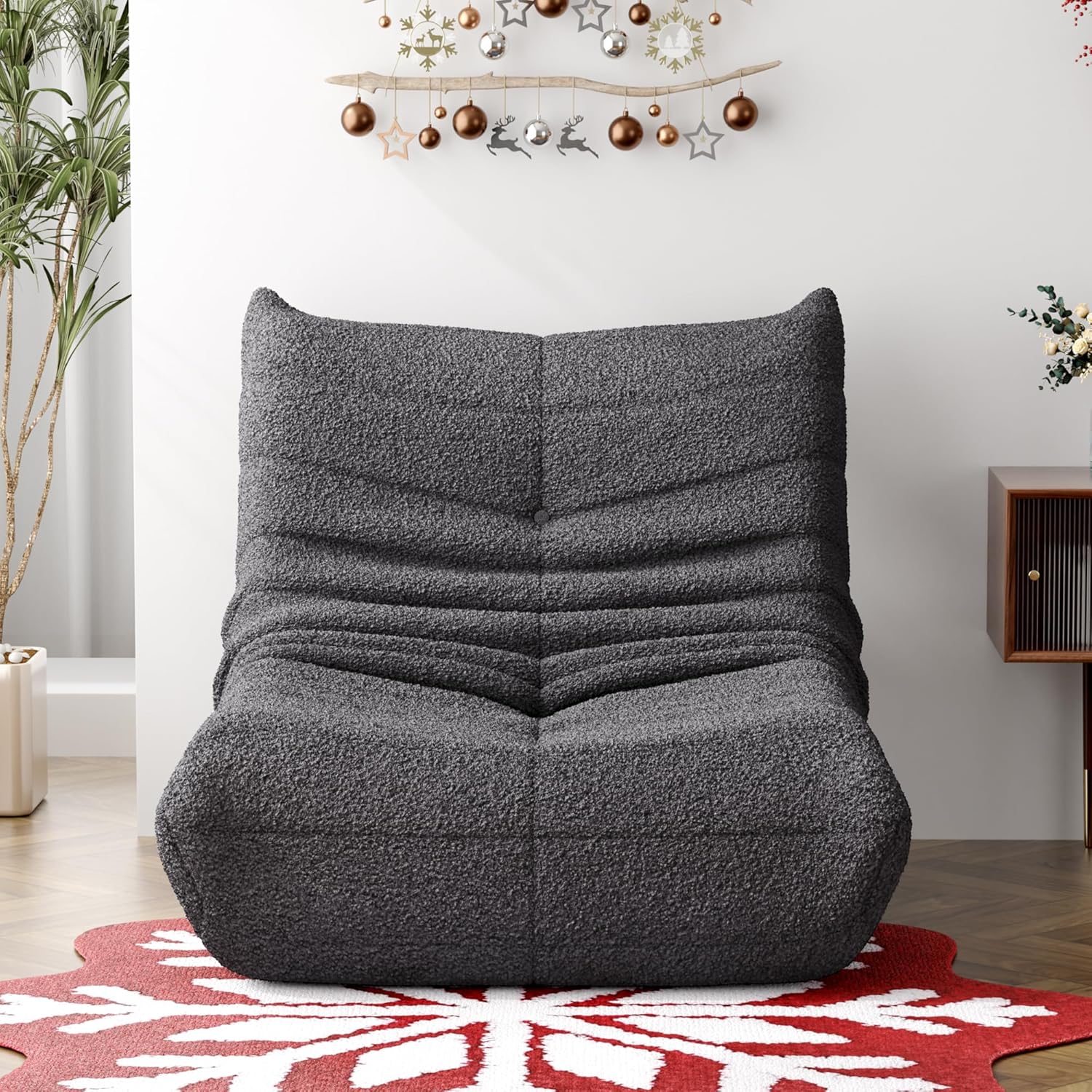 okwish Sitzsack Sofa Bodensofa, Bodenstuhl mit Rückenlehne, Lesesessel Bequem XXL, Lazy Sofa, Bean Bag Chair für Schlafzimmer Wohnzimmer, Liegesessel Grau