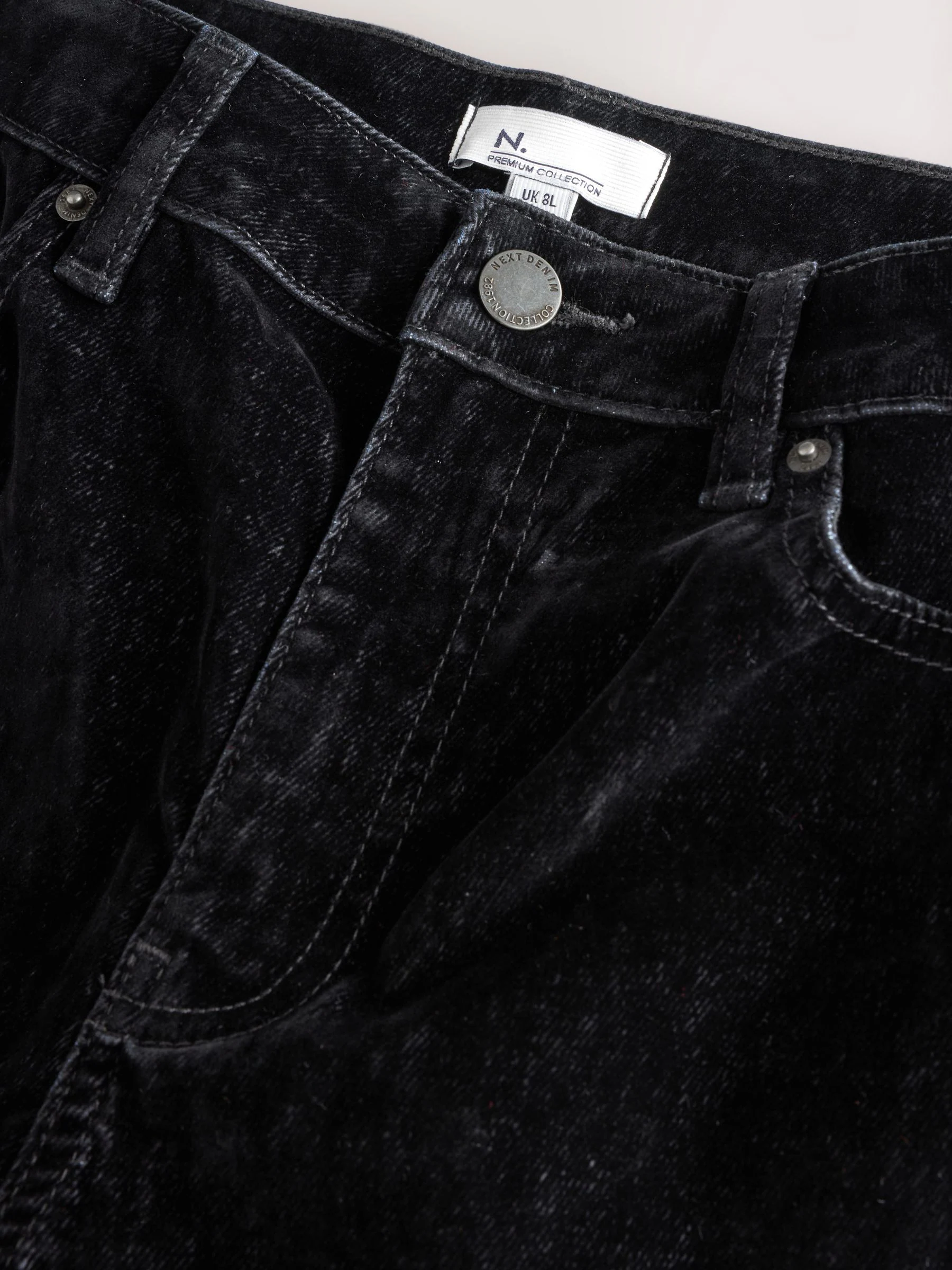 Zwart - Flocked N. Premium jeans met wijde pijpen
