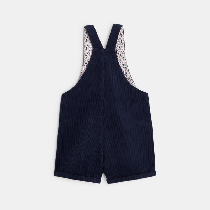 Salopette courte velours bleue bébé fille Bleu