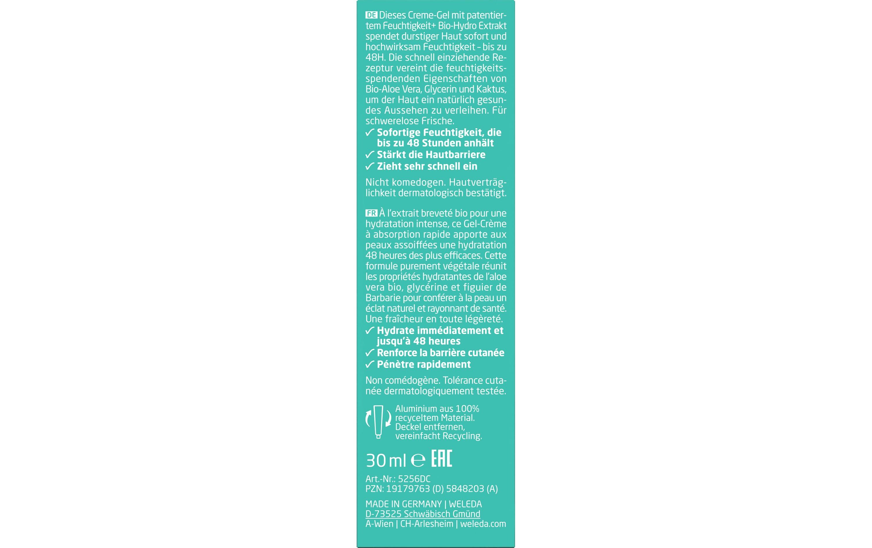 Gesichtsgel 48 h Hydration Creme-Gel 30 mlNatürliche Gesichtspflege sorgt für sofortige, langanhaltende Feuchtigkeit