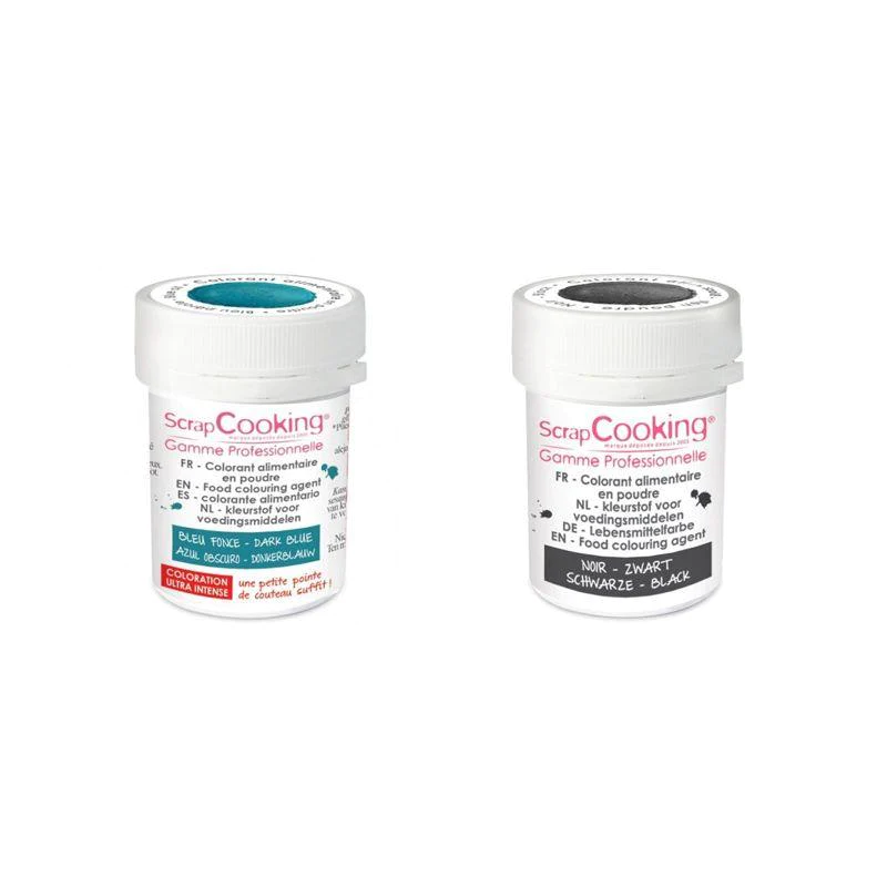 2 colorants alimentaires en poudre - noir-bleu foncé Scrapcooking