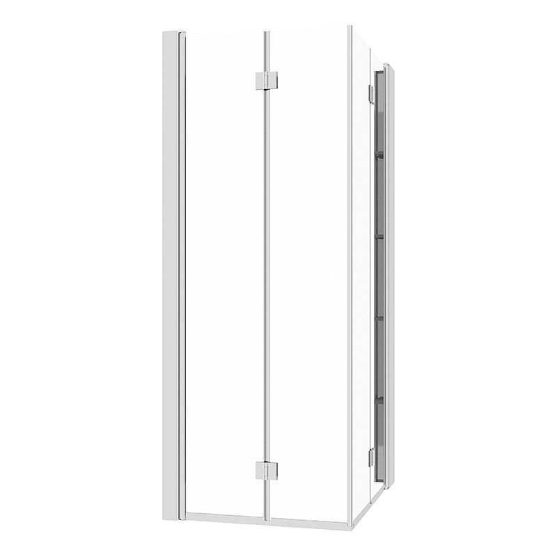 DUSJHJØRNE CAMARGUE VAL FOLDBAR MED HYLLE KROM/KLARGLASS 100x90CM