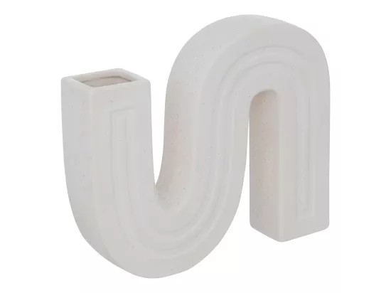 Vase Soliflore Blanc en Céramique sculptée fini texturé H 21 cm
