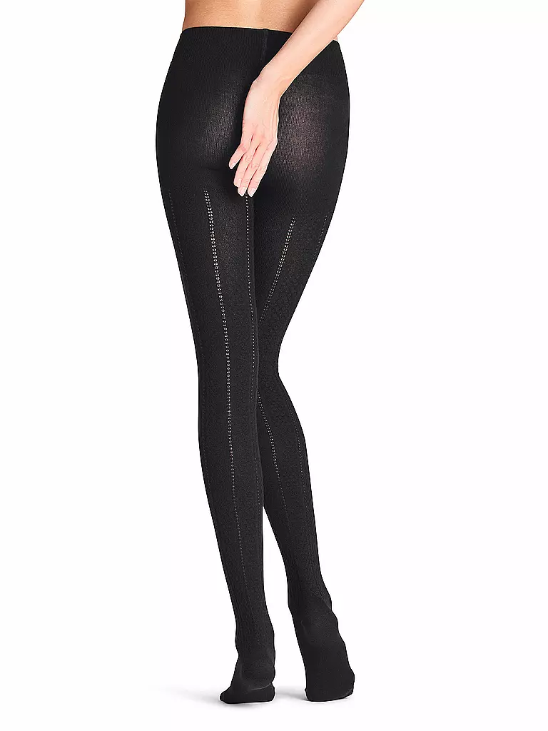 FALKE Strickstrumpfhose NEEDLEPOINT black schwarz