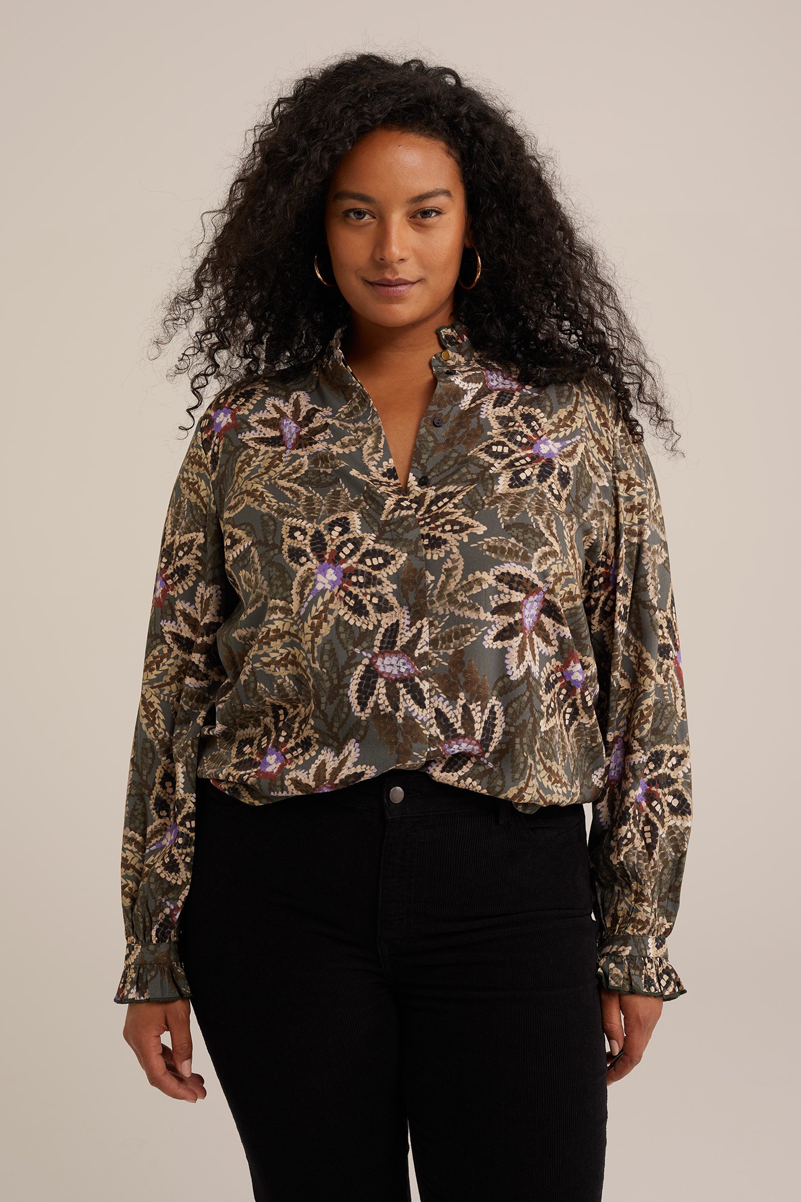 blouse met dessin - Curve WE Fashion Groen