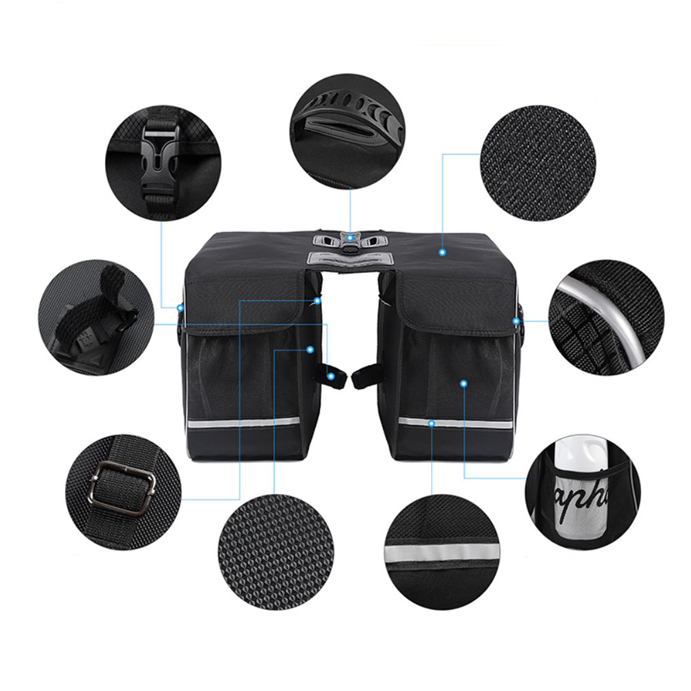 (30L) Wasserfeste Fahrrad Gepäckträger Gravel Bike Tasche Velo Organizer - Schwarz
