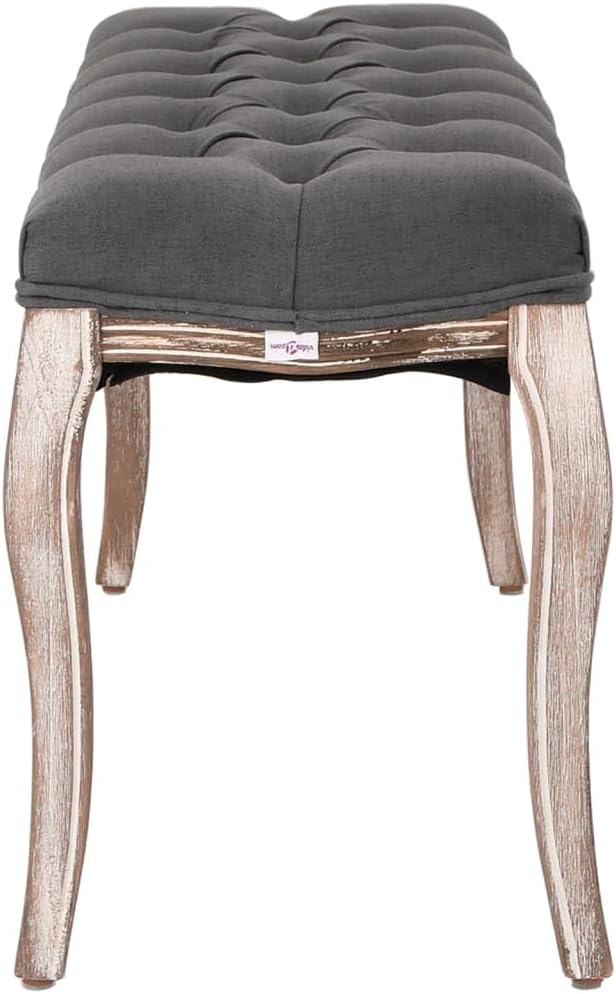 Polsterbank Dunkelgrau 110x38x45 cm Leinen Massivholz Cabriole-Beine für Flur Schlafzimmer Esszimmer mit bequemer Leinenpolsterung und eleganter Optik