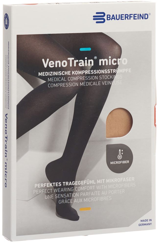 Bauerfeind VenoTrain Micro KKL2 AD M normal/long geschlossene Fussspitze creme 1 Paar