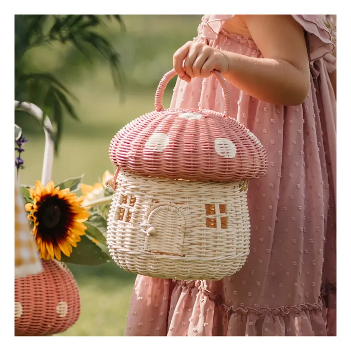 Olli Ella Panier Champignon en rotin | Rose