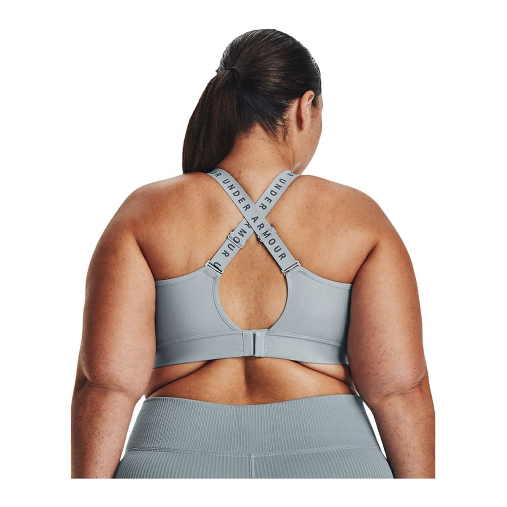 Under Armour UA INFINITY MID COVERED - Brassière Femme harbor blue/downpour gray
