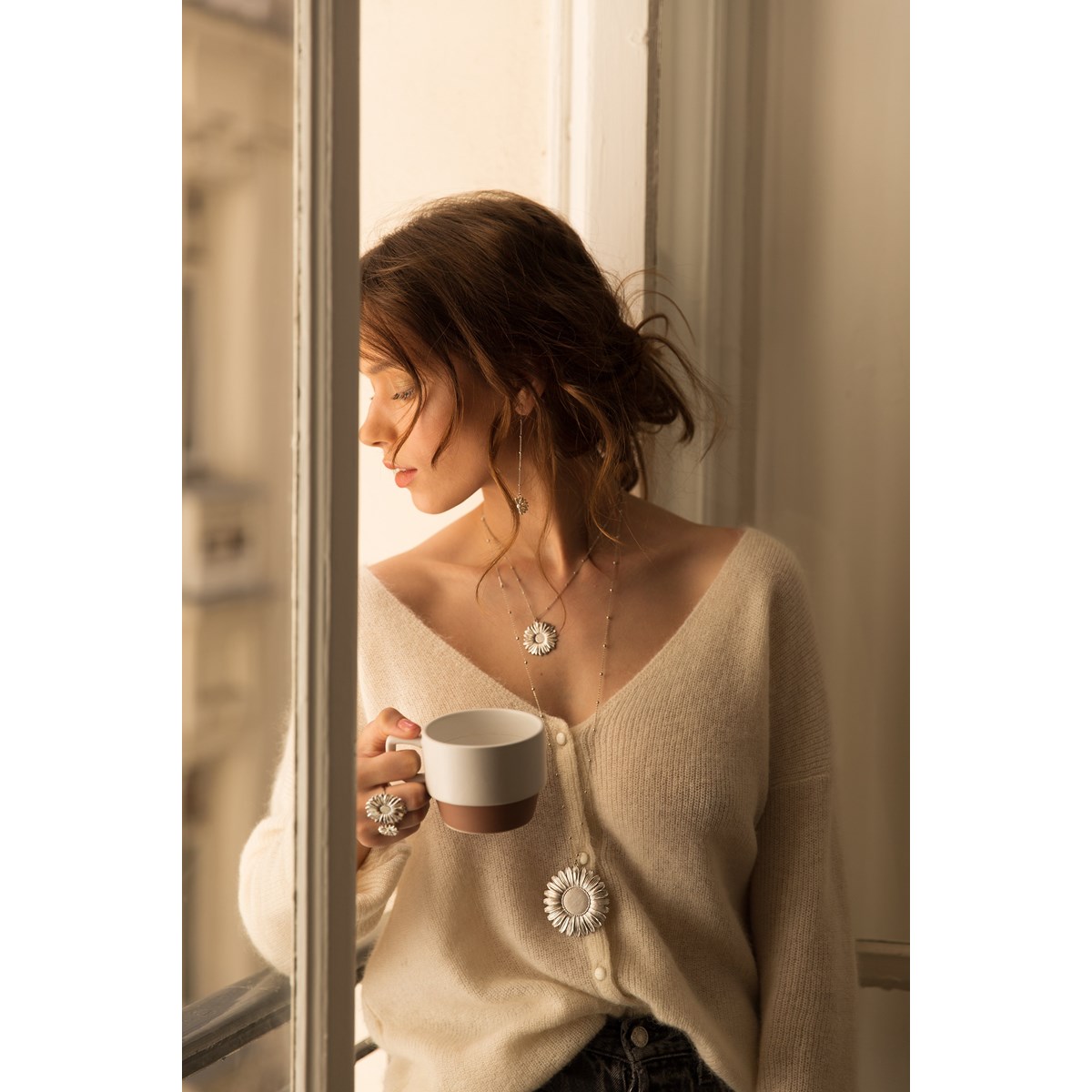 collier fleur plaqué argent - MAÏA